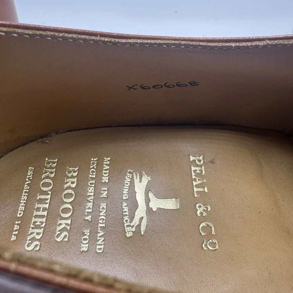 Peal & Co Brooks‎ Brothers Monk Strap Dress Shoes WingTip Men's Size 8.5 D Calf